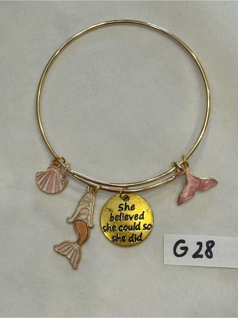 G28 Mermaid Sea Whale Tail Charm Bangle Bracelet